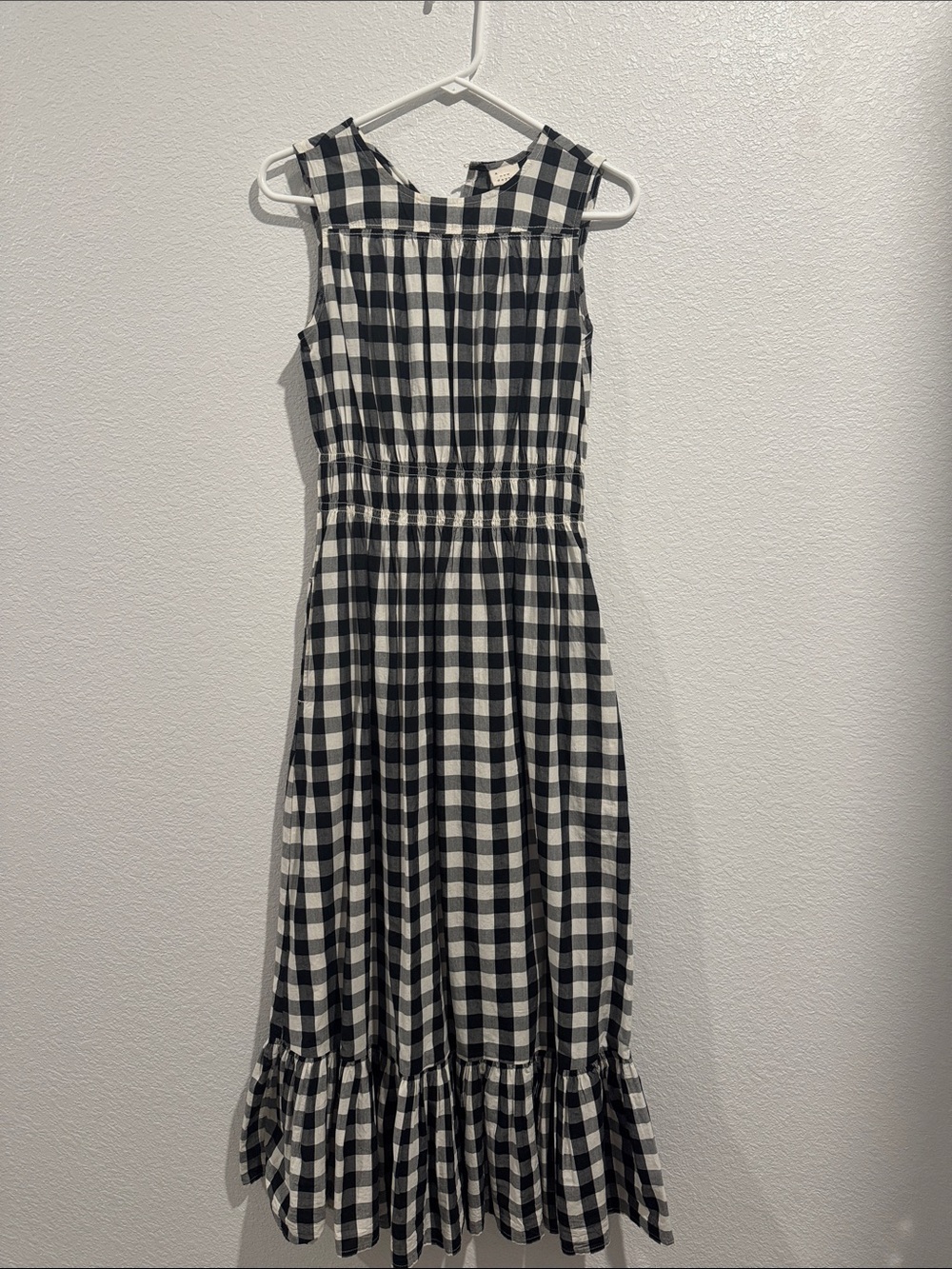a new day Black and White Gingham Midi Dress with Ruffle Hem